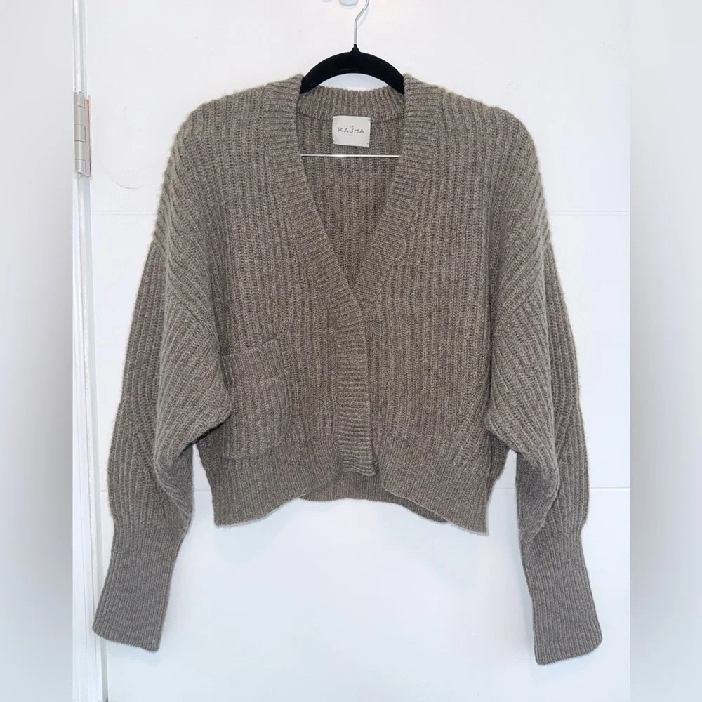 Le Kasha Monaco Ribbed Cardigan 100% Organic Cashmere Sweater Brown One Size New